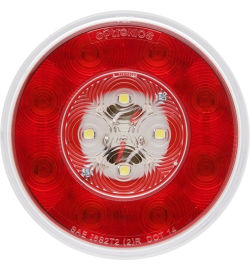 Optronics STL201RB Red 4in Round LED S/T/T Light w/Built-in Back-up